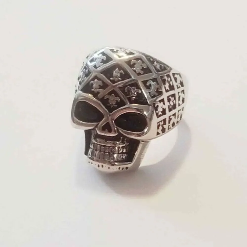 New 316L stainless steel silver skull tarnish resistant biker men’s ring 10‎